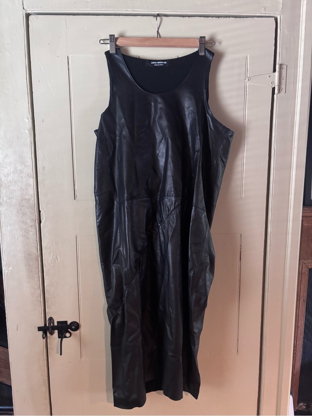 Vintage Junya Comme des Garcons Watanabe Black Faux-Leather Maxi Tank Dress